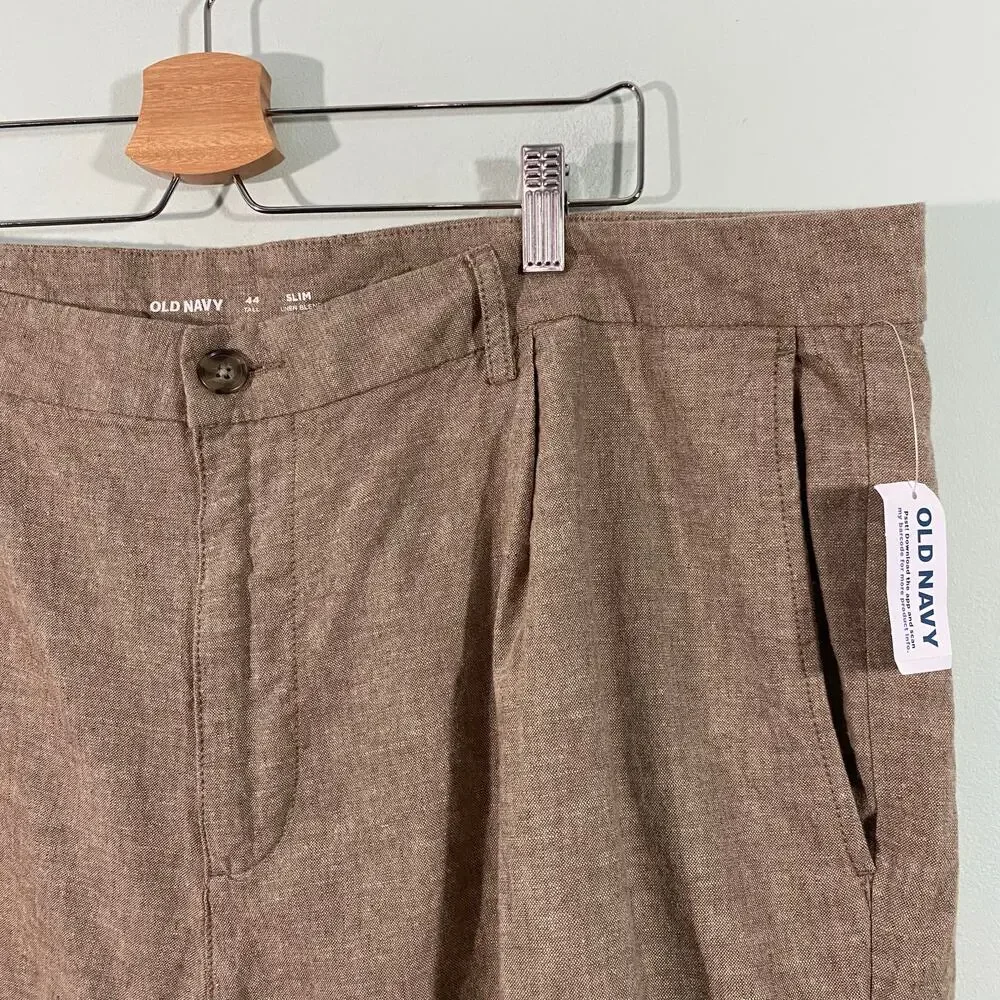 Old Navy Men Brown Linen Blend Slim Fit Short Size 44 Tall NWT